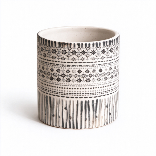 Bamboo Patterned Ceramic Decor Pot