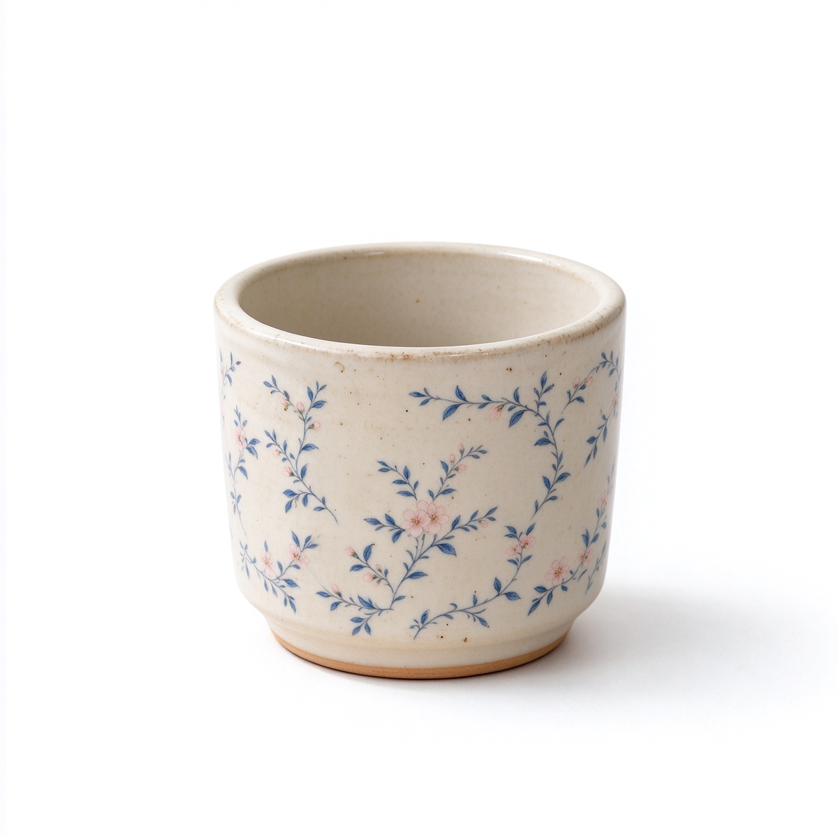 Cream Blue Twig Floral Ceramic Vase