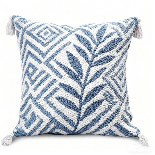 Chevron Motif & Tassels Textured Cushion