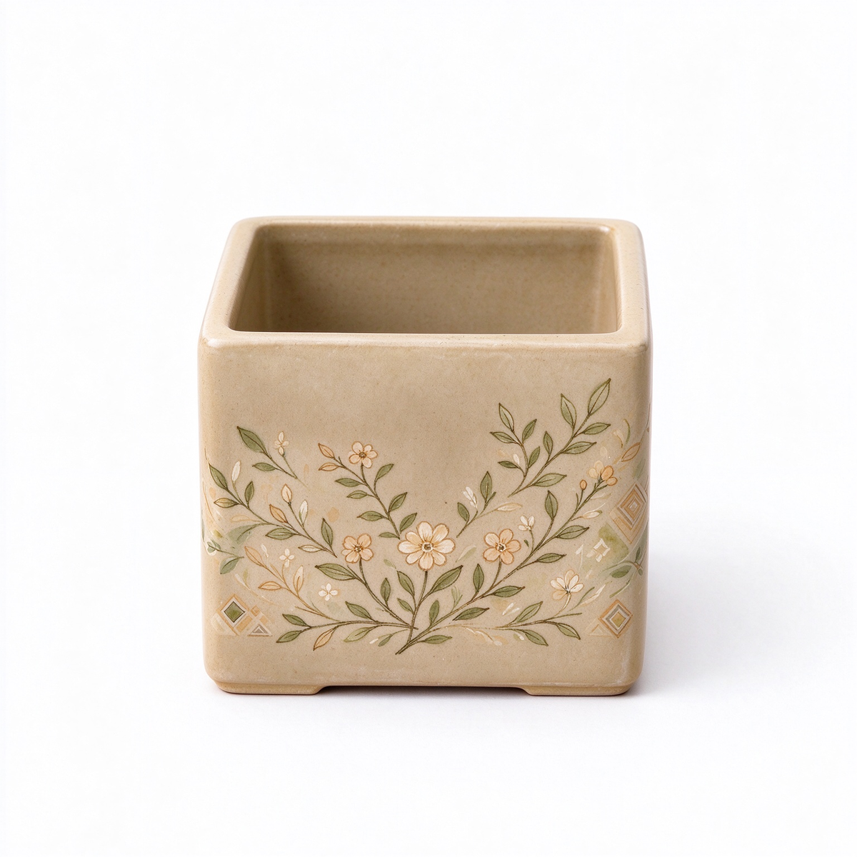 Square Shaped Ceramic Decor Pot