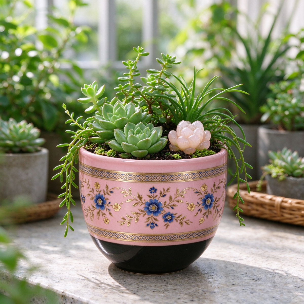 Modern Pink & Black Contrast Deco Vase