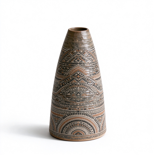 Textured Tapered Ceramic Decor Pot
