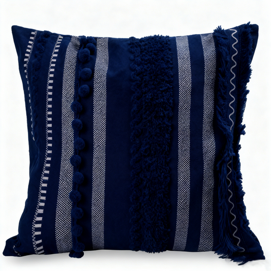 Bohemian Flair Textured Striped Cushion