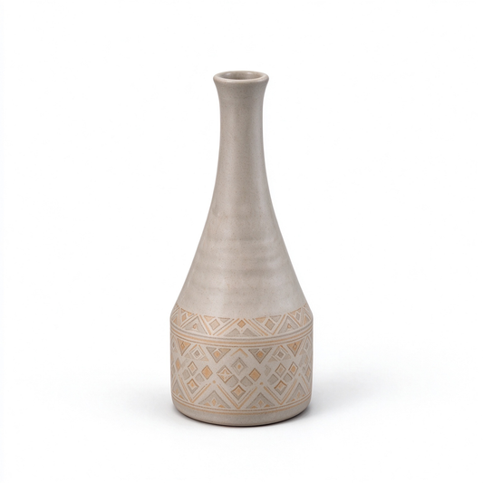 Minimalist Decor Neck Geometric Ceramic Bottle Vase