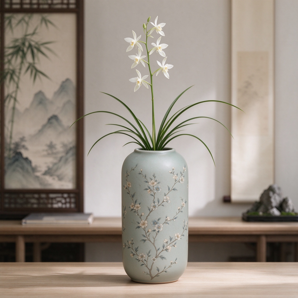 Sleek Cylindrical Ceramic Decor Vase