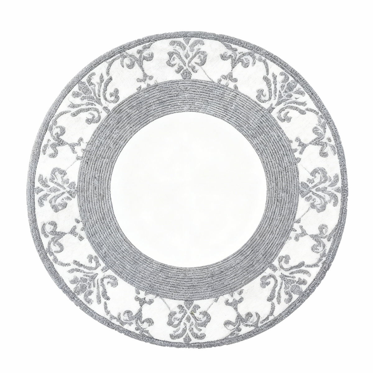 Textured Grey Circular Rug