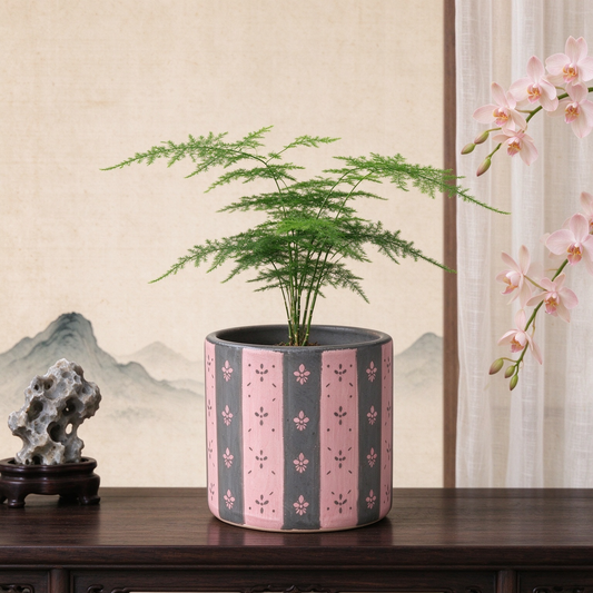 Artistic Striped Ceramic Decor Pot