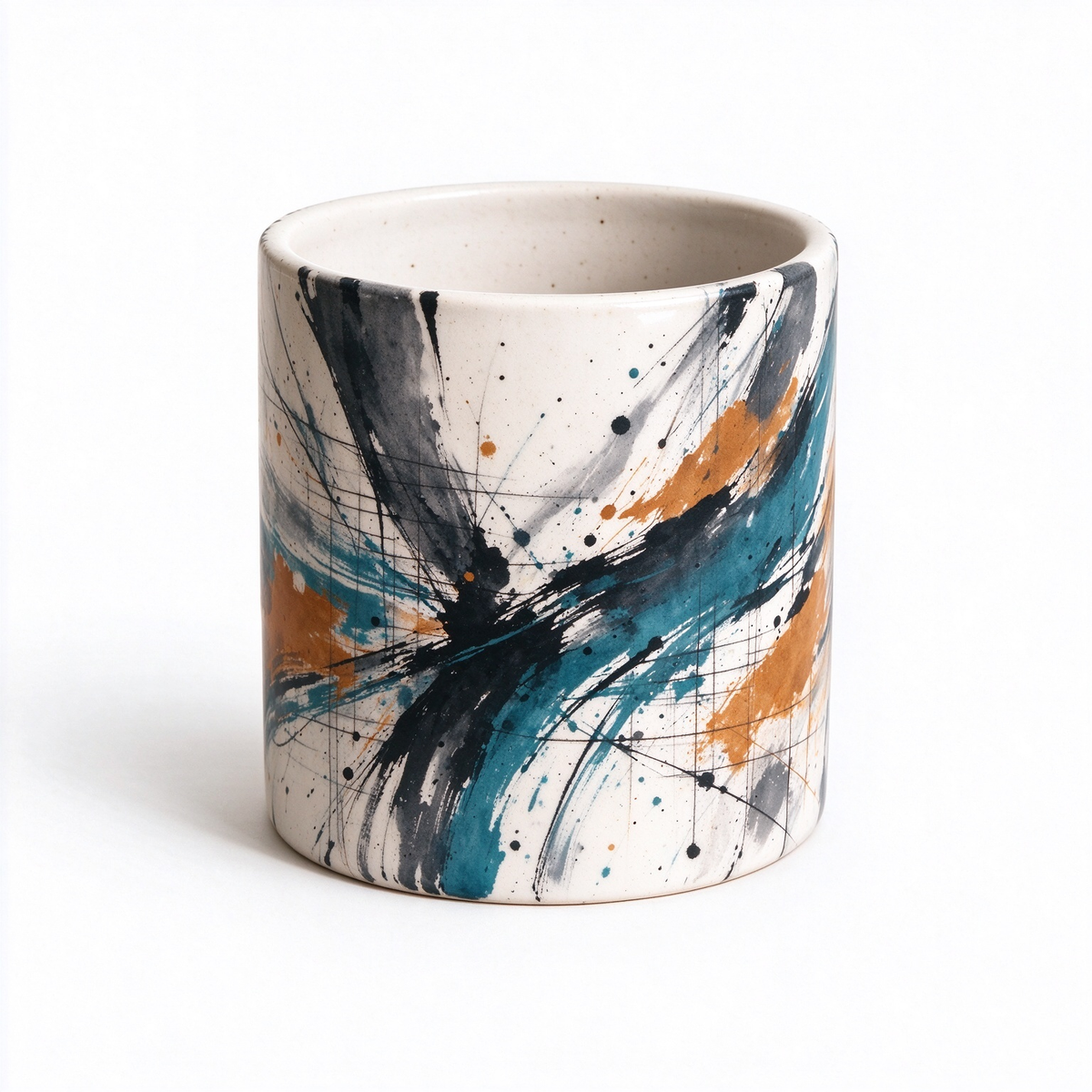 Abstract Paint Splash Cylinder Ceramic Vase
