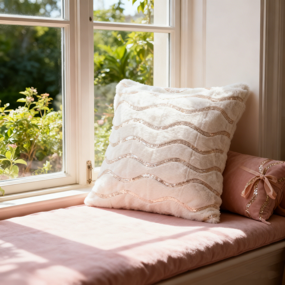 Plush Wavy Lines Cushion