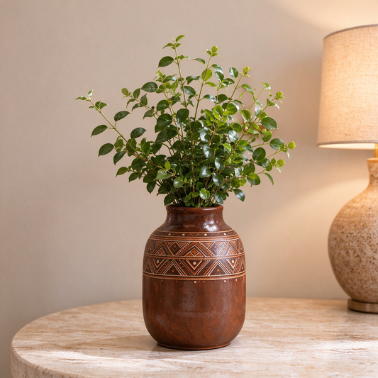 Glazed Rounded Ceramic Decor Vase