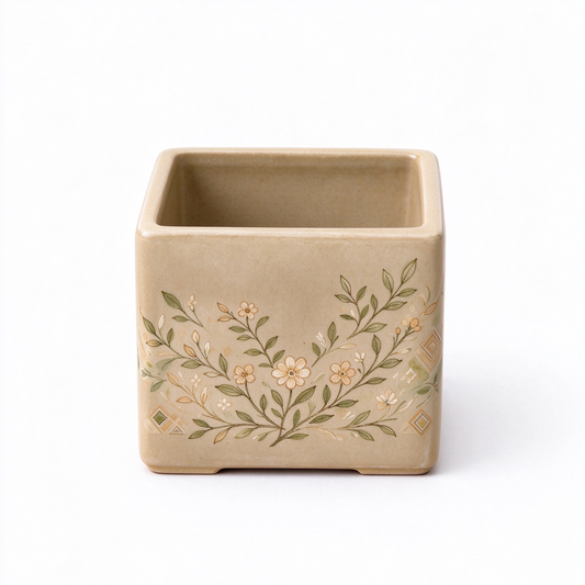 Square Shaped Ceramic Decor Pot