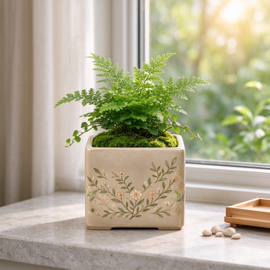 Square Shaped Ceramic Decor Pot