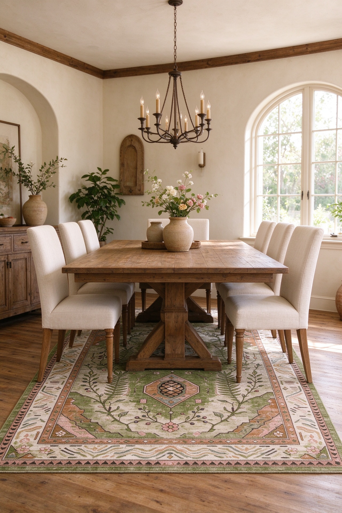 Green Vintage Botanical Area Rug