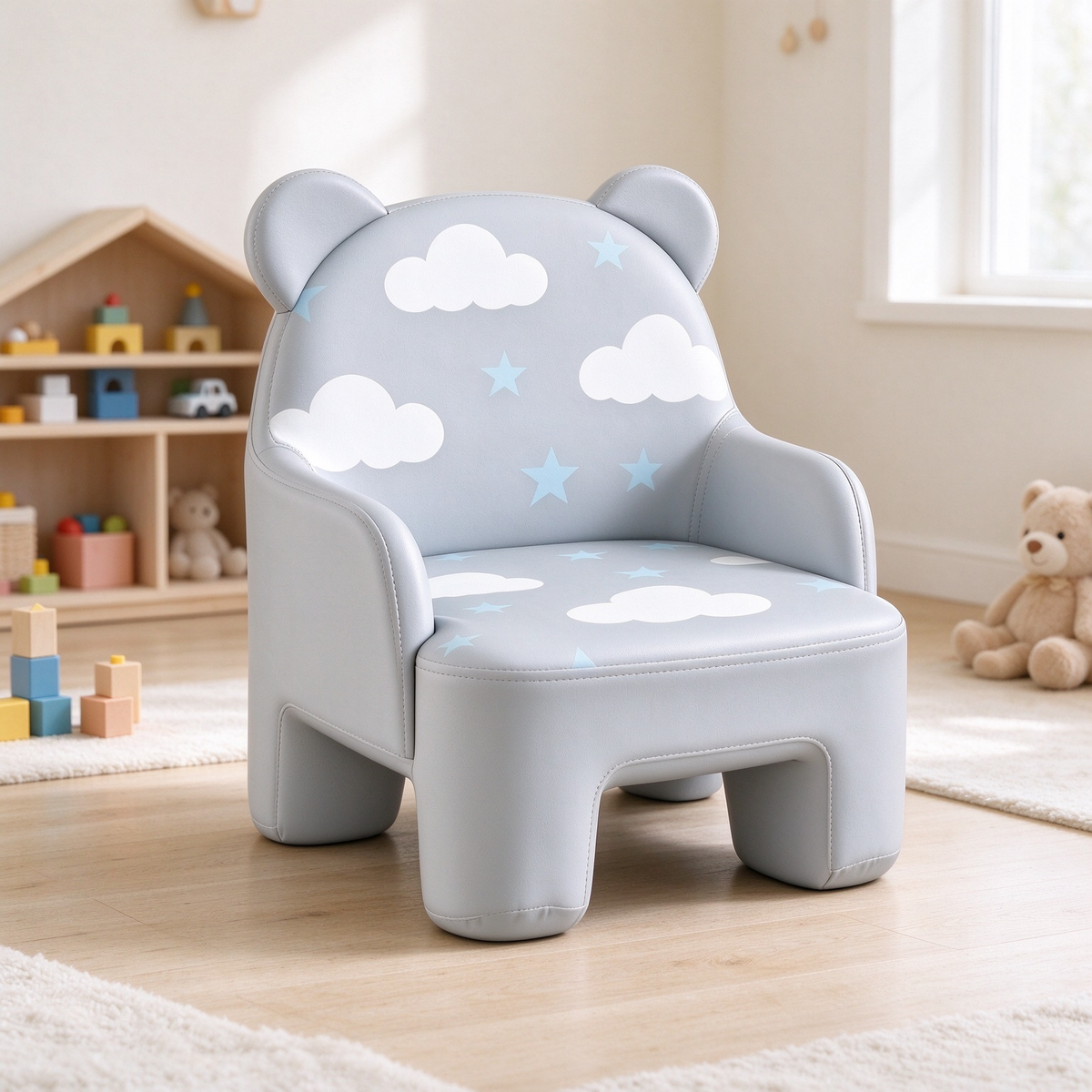 Grey Bear Ear Kids Armchair