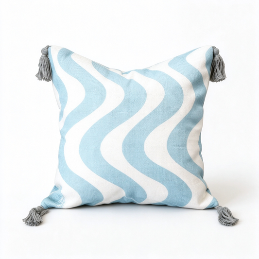 Tasseled Corner Geometric Cushion