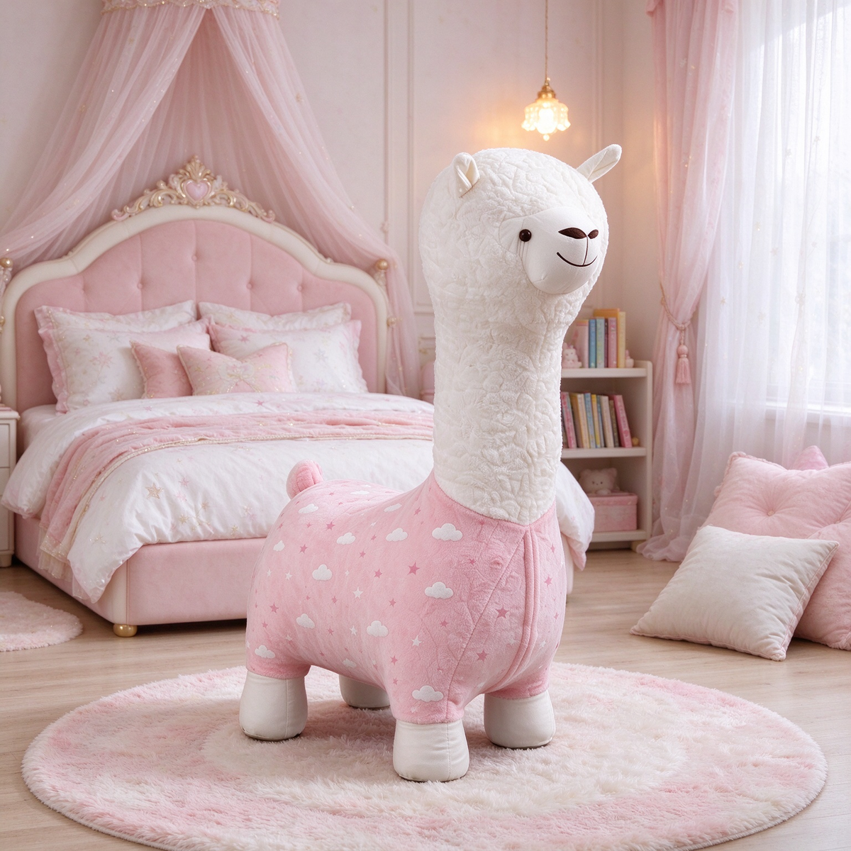 Pink Cloud Star Alpaca Kids Chair
