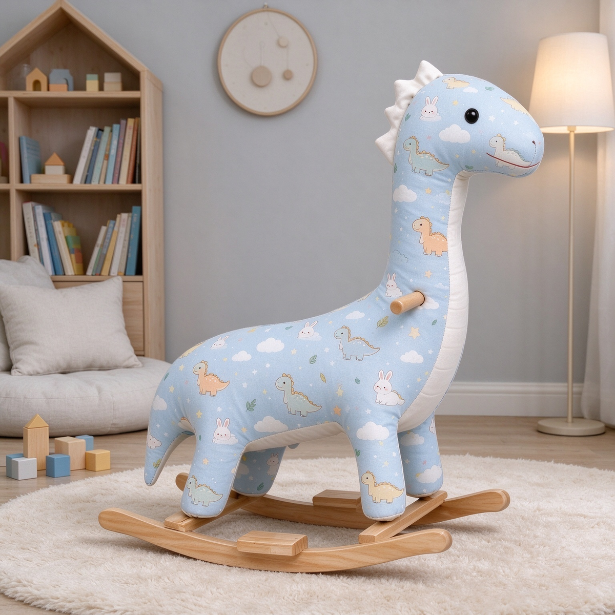 Blue Dinosaur & Bunny Kids Rocking Horse